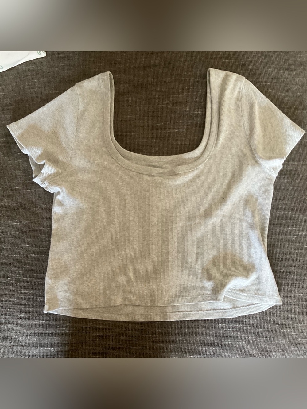 Universal Thread Heather Grey Ribbed Scoop Neck T-Shirt (XXL) - Picture 3 of 4